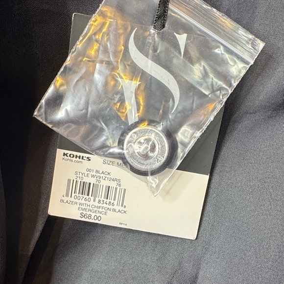 155. Simply Vera Vera Wang Black Blazer with Chiffon Hem Size M - Picture 7 of 8